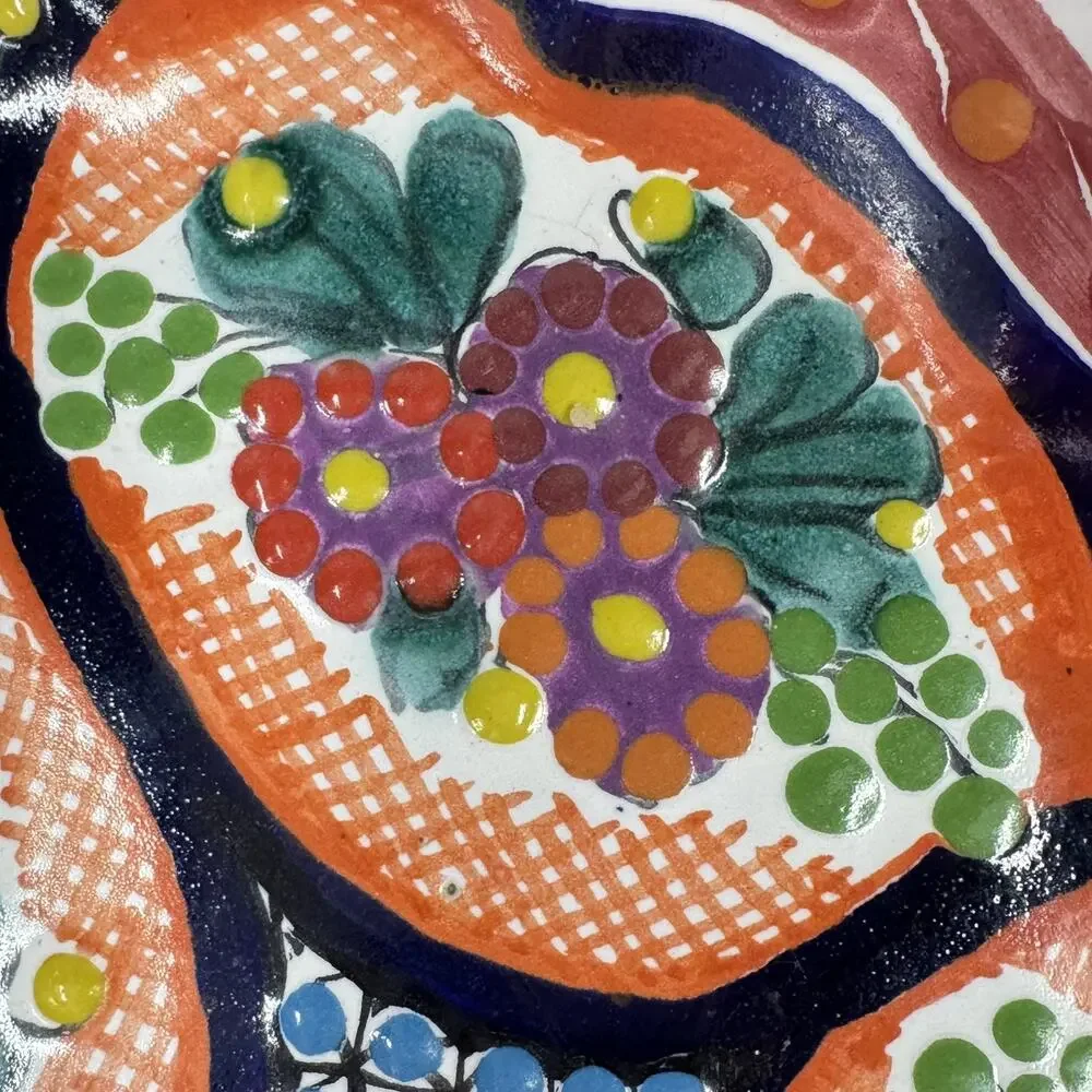 Talavera Ceramic Oval Bowl 9.25” x 6.5” Wall Hanging Signed Art Home Decor
